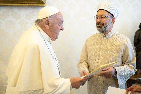 Pope Francis receives head of Turkey’s Directorate of Religious Affairs