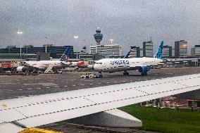 United Airlines Boeing 767 At Amsterdam Airport