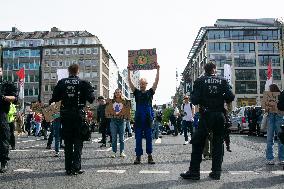 Last Generation Climate Protest To Block The Street In Duesseldorf