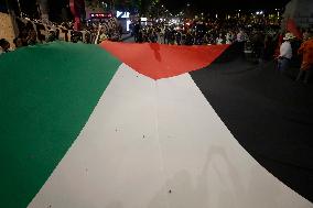Activists March In Mexico In Favor Of Palestine Amid Escalation In The Middle East Between Iran And Israel
