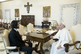 Pope Francis Meets Aidan Gomez CEO of A.I. Company Cohere - Vatican