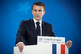 Emmanuel Macron President Of France At The European Council