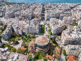 Aerial View Of Thessaloniki City And Rotunda