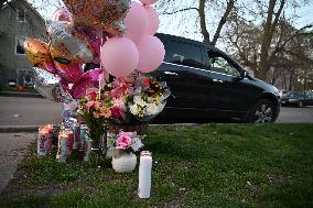 People Place Flowers At Memorial For 9-Year-Old Ariana Molina Who Was Killed In Mass Shooting