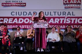 Clara Brugada, MORENA Party Candidate For Mexico City Mayor, Presents Cultural Plan For The Capital City