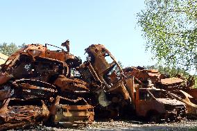Cemetery of cars destroyed by Russian invaders in Irpin