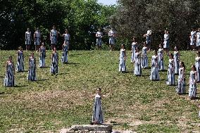 (SP)GREECE-ANCIENT OLYMPIA-PARIS 2024-FLAME LIGHTING CEREMONY-REHEARSAL