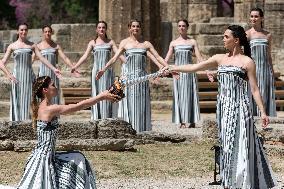 (SP)GREECE-ANCIENT OLYMPIA-PARIS 2024-FLAME LIGHTING CEREMONY-REHEARSAL