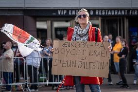 Pro Palestine Demonstration At Eurovision Preparty At AFAS Live In Amsterdam