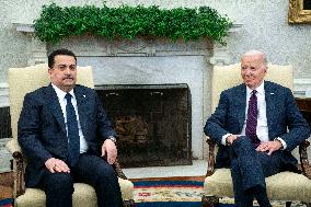 President Biden Meets with Iraqi Prime Minister Sudani in Oval Office