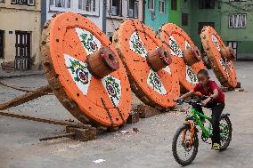 Chariot Procession Of Rato Macchendranath In Nepal.