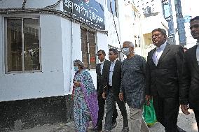 Nobel Peace Laureate Muhammad Yunus At Labor Appellate Tribunal For Bail Extension In Dhaka.