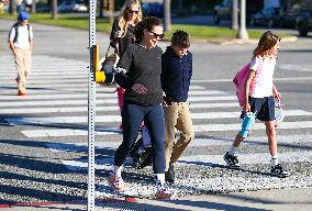 Jennifer Garner Walks Son Samuel To School - LA