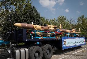 Missiles And UAVs During A Military Parade In Tehran