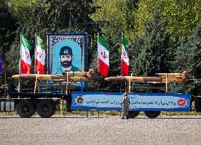 Missiles And UAVs During A Military Parade In Tehran