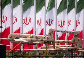 Missiles And UAVs During A Military Parade In Tehran