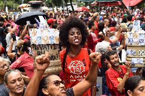 Protest Against The Privatization Of Sabesp, The Water Company In São Paulo.