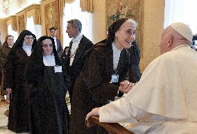 Pope Francis Meets With Discalced Carmelites - Vatican