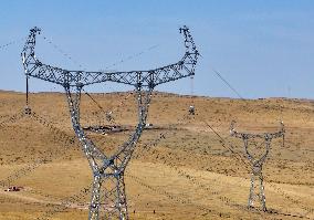 Transmission Tower Group on Grassland in Xilingol League