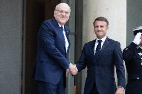 Macron Meets With Lebanese PM Najib Mikati - Paris