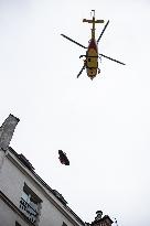 Rescue By Helicopter In The Centre Of Paris