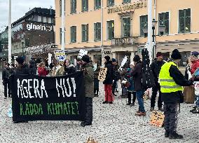 Climate Activists Protest In Linkoping