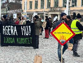 Climate Activists Protest In Linkoping
