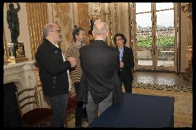 French culture minister Rachida Dati meets Culture Trade Unions - Paris