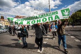 A March Demanding The Decriminalization Of Cannabis Use In Sofia.