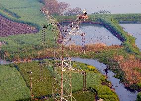 A Bird's Nest on A Power Tower in Xinghua