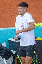 Rafa Nadal And Carlos Alcaraz Prepare For The Mutua Open - Madrid