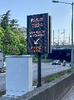Paris 2024 - Priority Vehicles Test Sign Indicating The Lane Reserved