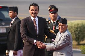 Qatari Emir Sheikh Tamim Bin Hamad Al- Thani On Two Days State Visit To The Himalayan Nation