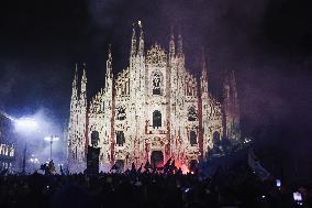 Supporters Of FC Internazionale Celebrate Winning The Serie A Title And The 20th Scudetto After The Derby In Milan
