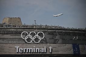 Paris 2024 - Olympic Rings Presentation At GDG Airport - Roissy
