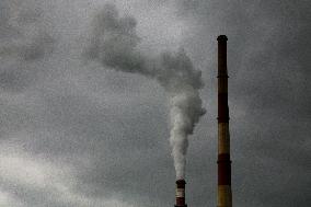 Chimneys Of A Thermal Power Plant In Krakow