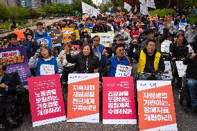 Rally For Disability Rights Demands Legal Protections In Seoul