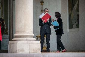 Rachida Dati And Alexis Kohler Leave Weekly Cabinet Meeting - Paris