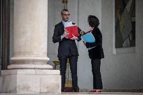 Rachida Dati And Alexis Kohler Leave Weekly Cabinet Meeting - Paris