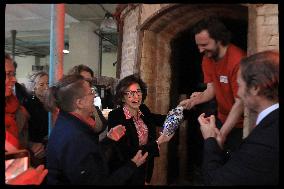 Rachida Dati at the opening of the wood-fired oven revealing the trophies created for Paris 2024 - Sevres