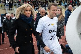 Macron Takes Part In Charity Football Match - Plaisir