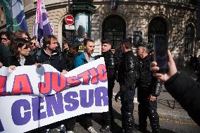 LFI Activists Protest Around The Sorbonne - Paris