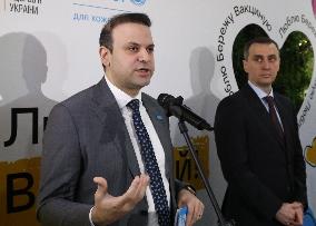 Joint briefing of Viktor Liashko and Munir Mammadzadeh in Kyiv