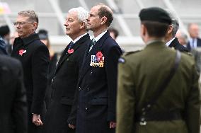 Prince Edward, The Duke Of Edinburgh Attends The ANZAC Day At The Cenotaph