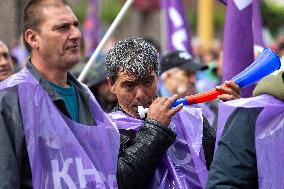 Energy Workers And Miners Are Protesting In Sofia.