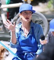 Drew Barrymore Recording Her TV Show - NYC
