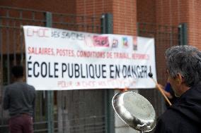 Toulouse: 'Casserolade' By Schoolteachers In Front Of The Local Board Of Education