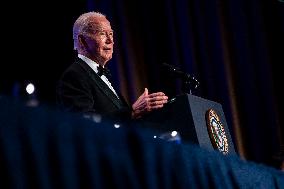 President Joe Biden speaks at the White House Correspondents Association Dinner