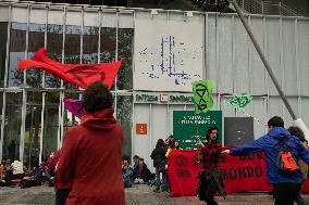 Activists From Extinction Rebellion (XR) Protested At The Intesa Sanpaolo Skyscraper