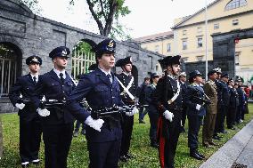 The Deposition Of The Crowns In Memory Of The Fallen Of The Resistance During The Liberation Day At Sacrario Dei Caduti Milanesi